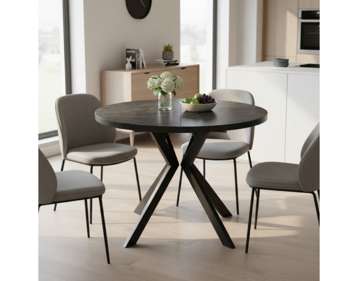 Rozkladací jedálenský stôl Lukos 100-250/75,5 cm - tmavý betón / čierna