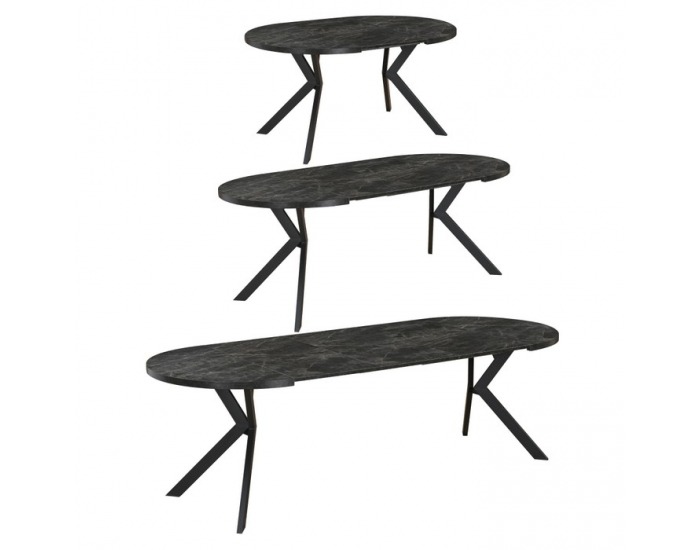 Rozkladací jedálenský stôl Lukos 100-250/75,5 cm - tmavý betón / čierna