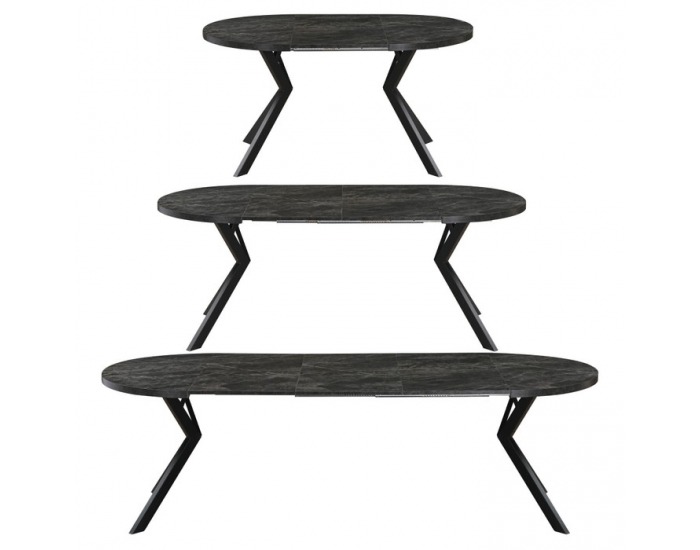 Rozkladací jedálenský stôl Lukos 100-250/75,5 cm - tmavý betón / čierna