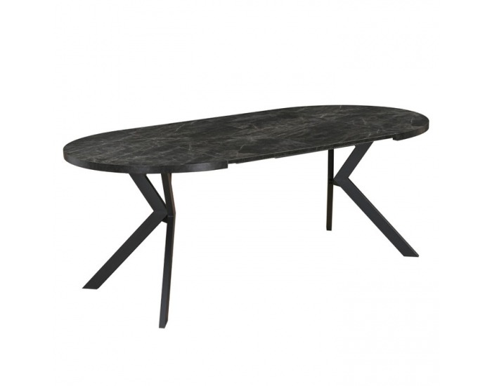Rozkladací jedálenský stôl Lukos 100-250/75,5 cm - tmavý betón / čierna