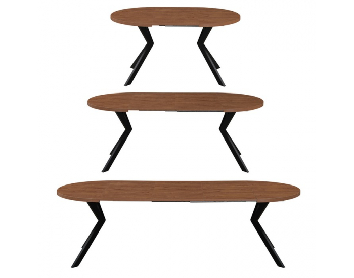 Rozkladací jedálenský stôl Lukos 100-250/75,5 cm - tmavý dub / čierna