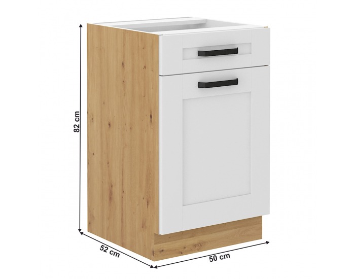 Dolná kuchynská skrinka Lula 50 D 1F 1S BB - biela / dub artisan