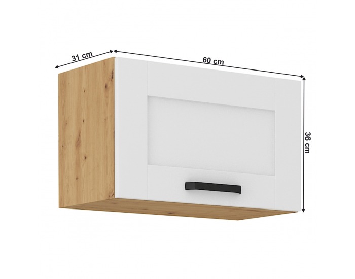 Horná kuchynská skrinka Lula 60 GU-36 1F - biela / dub artisan