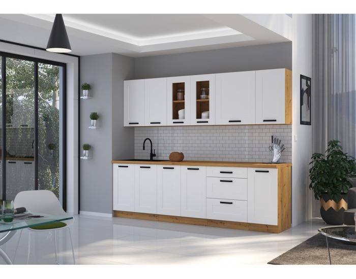 Dolná kuchynská skrinka Lula 80 D 3S BB - biela / dub artisan