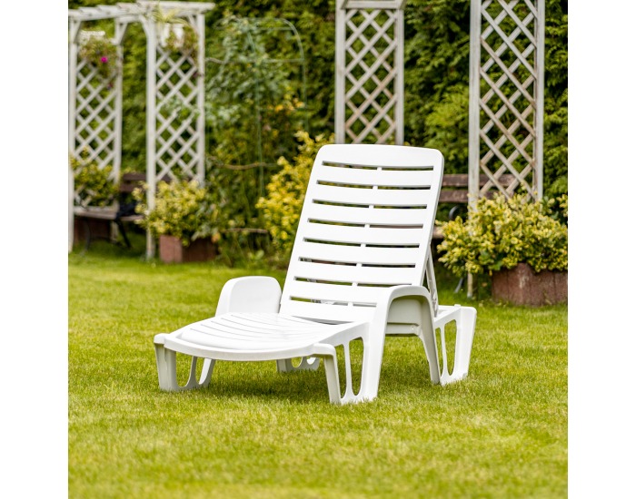 Plastové záhradné lehátko Lumbo - biela
