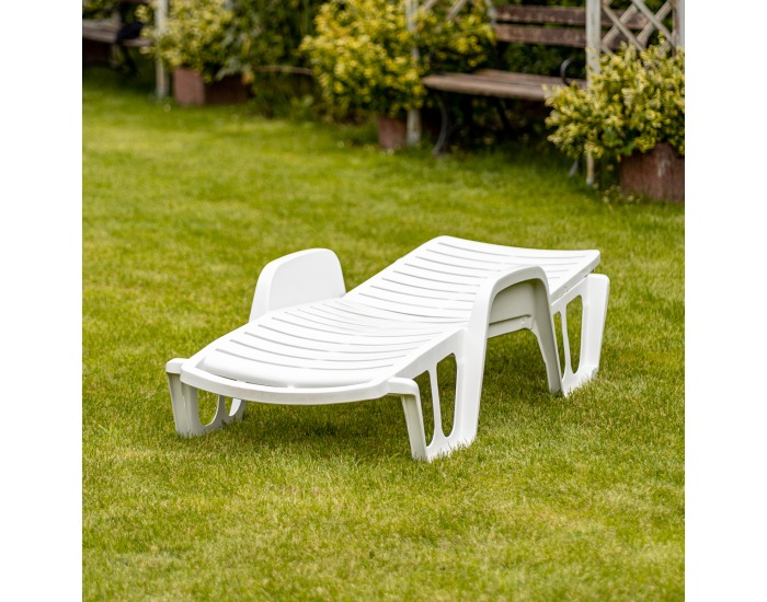 Plastové záhradné lehátko Lumbo - biela