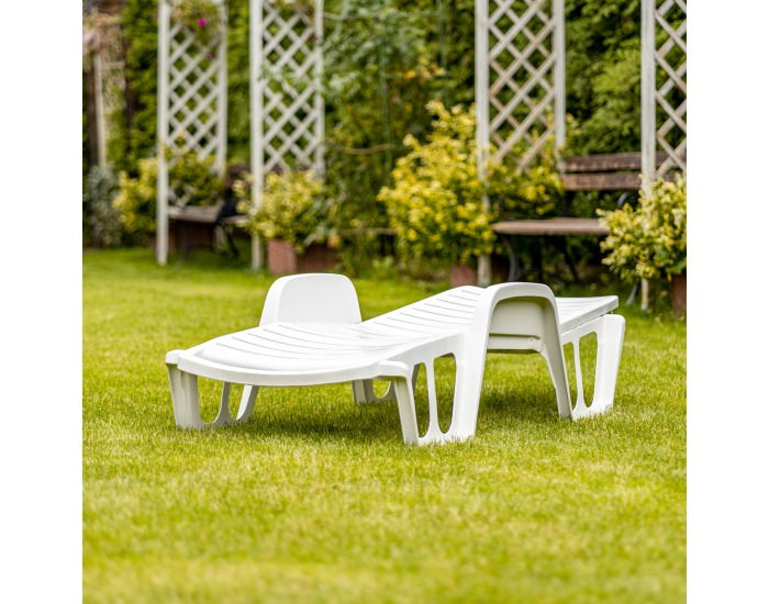 Plastové záhradné lehátko Lumbo - biela