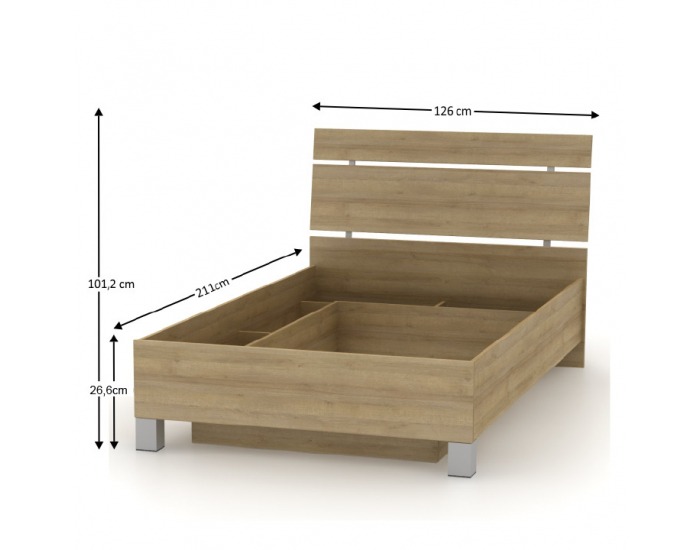 Posteľový rám s úložným priestorom Luna 120 120x200 cm - dub riviera