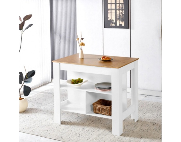 Kuchynský ostrovček Lunan - dub / biela