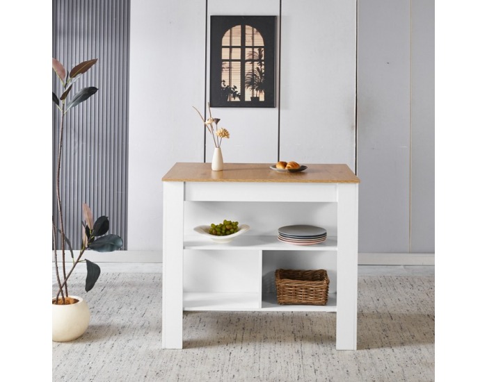 Kuchynský ostrovček Lunan - dub / biela