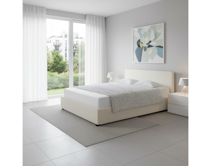 Čalúnená manželská posteľ s roštom Lunela 180 - biela