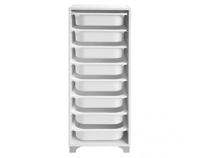 Regál s úložnými boxmi Lunor - biela