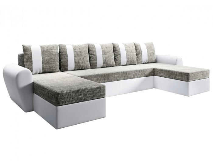 Rohová sedačka U s rozkladom Luny Roh U L/P - biela / sivohnedá