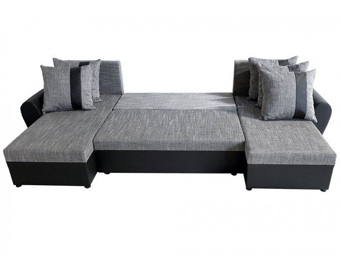 Rohová sedačka U s rozkladom Luny Roh U L/P - biela / sivohnedá