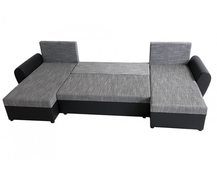 Rohová sedačka U s rozkladom Luny Roh U L/P - biela / sivohnedá