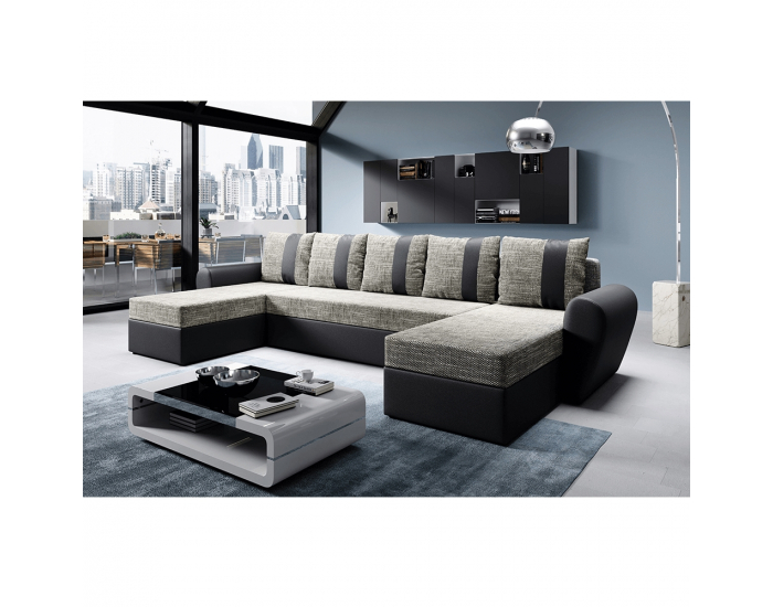 Rohová sedačka U s rozkladom Luny Roh U L/P - čierna / sivohnedá