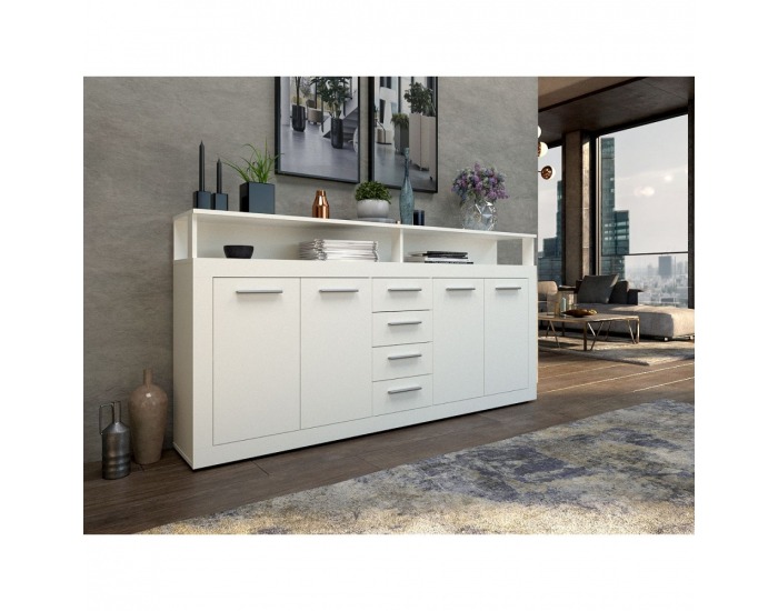 Štvordverová komoda so zásuvkami Lunysa 2 New - biela