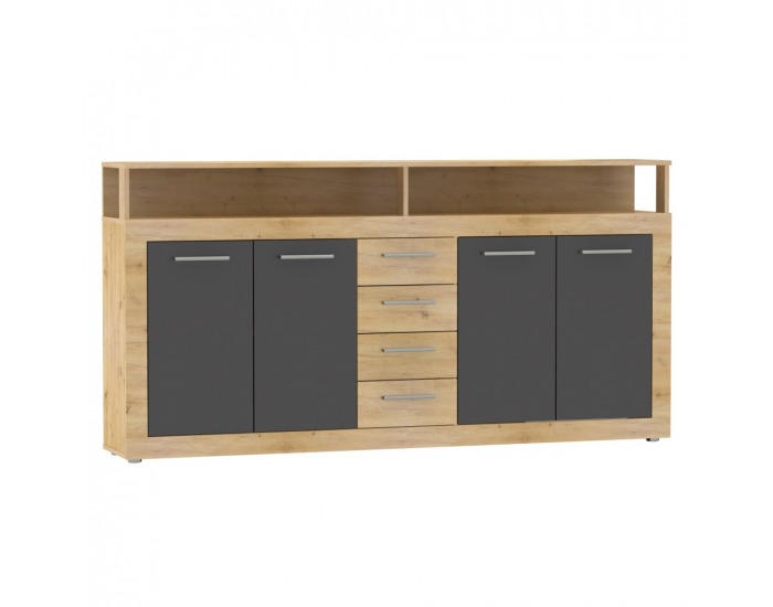 Štvordverová komoda so zásuvkami Lunysa 2 New - dub artisan / grafit