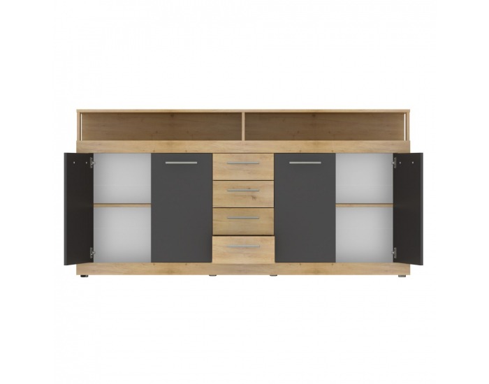 Štvordverová komoda so zásuvkami Lunysa 2 New - dub artisan / grafit