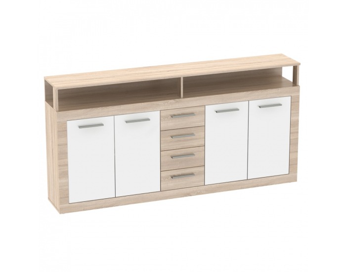 Štvordverová komoda so zásuvkami Lunysa 2 New - dub sonoma / biela
