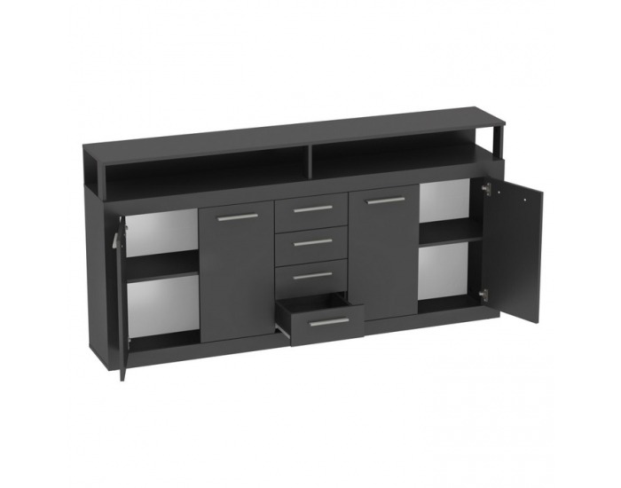 Štvordverová komoda so zásuvkami Lunysa - grafit