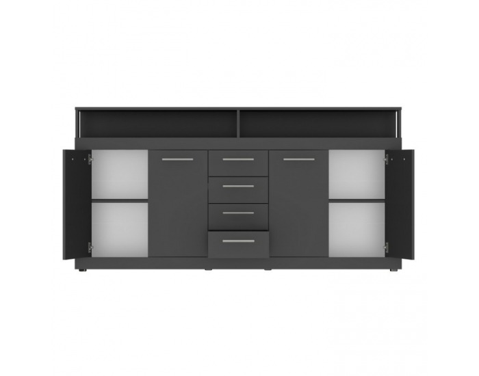 Štvordverová komoda so zásuvkami Lunysa - grafit