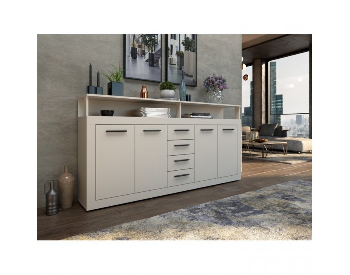 Štvordverová komoda so zásuvkami Lunysa - kašmír