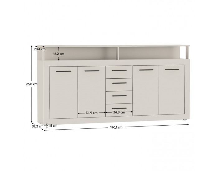 Štvordverová komoda so zásuvkami Lunysa - kašmír