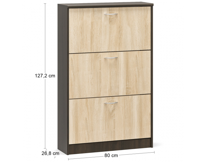 Botník (skrinka na topánky) Luzon 3D-80 - dub sonoma / wenge tmavá