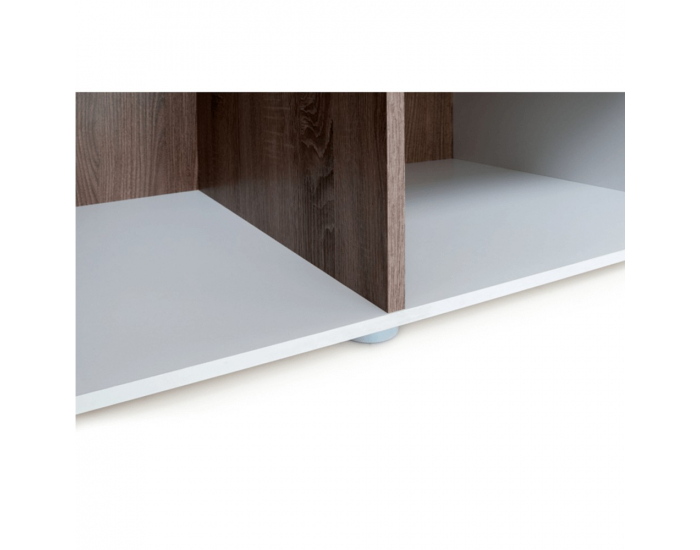 Šatníková skriňa so zrkadlom Lynatet 23 - biela / biely vysoký lesk / dub sonoma truflový