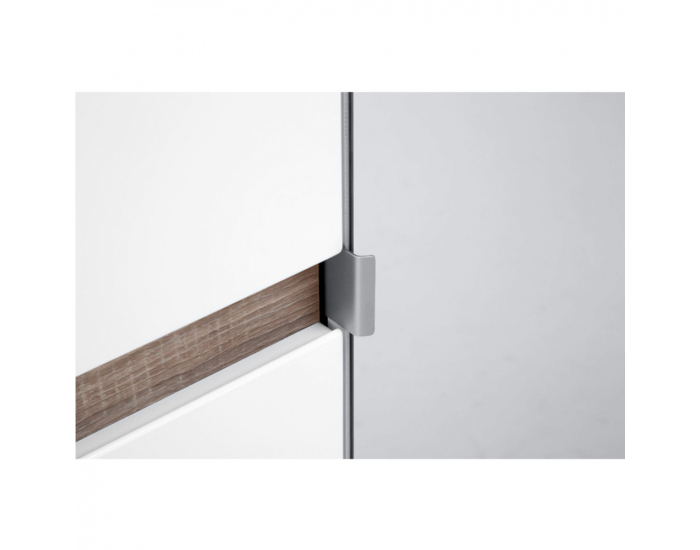 Šatníková skriňa so zrkadlom Lynatet 23 - biela / biely vysoký lesk / dub sonoma truflový