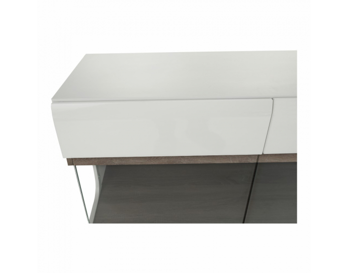 Vitrína Lynatet 42 - biely vysoký lesk / dub sonoma truflový