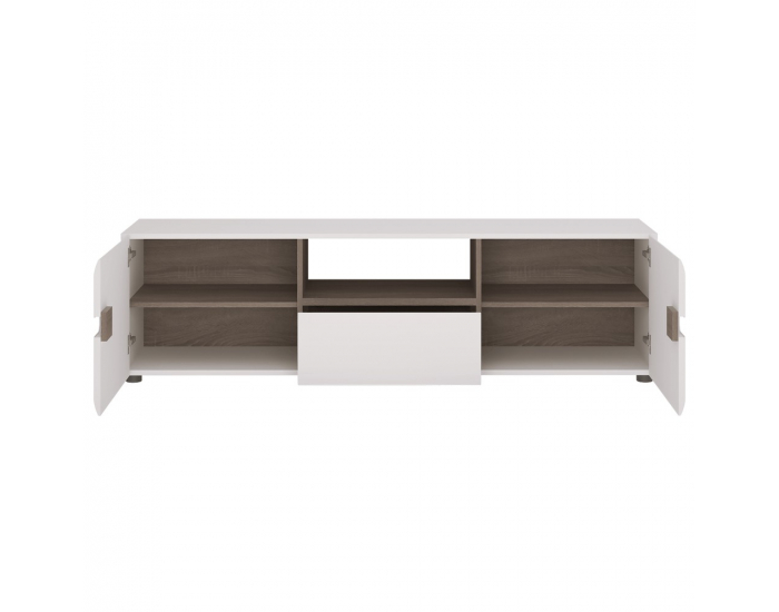TV stolík Lynatet 50 - biela / biely vysoký lesk / dub sonoma truflový