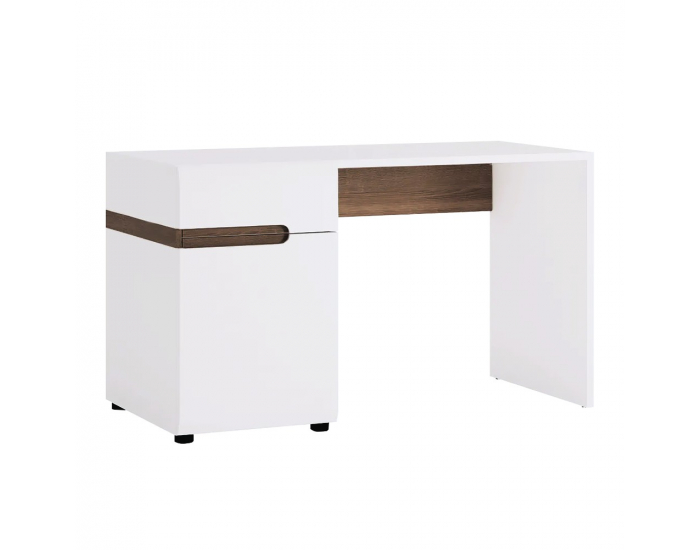 PC stolík Lynatet 80 - biela / biely vysoký lesk / dub sonoma truflový