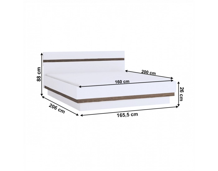 Manželská posteľ s roštom Lynatet 94 160 - dub sonoma truflový / biely lesk