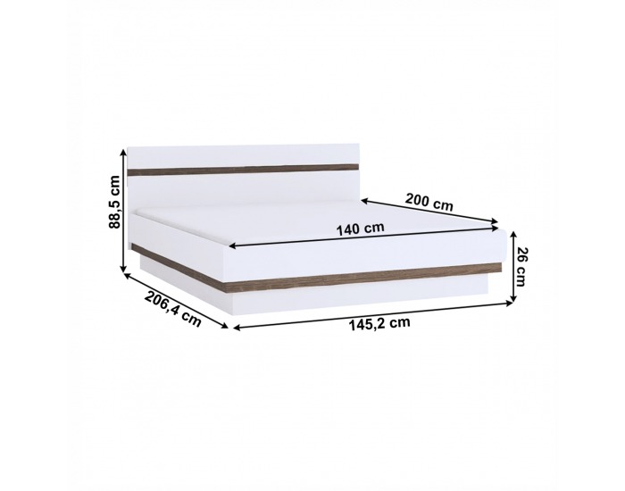 Manželská posteľ s roštom Lynatet 97 140 - dub sonoma truflový / biely lesk