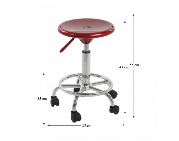 Stolička na kolieskach Mabel 2 New - červená / chróm