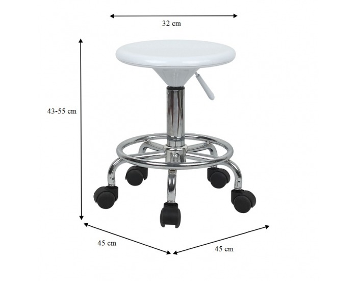 Stolička na kolieskach Mabel 2 New - biela / chróm