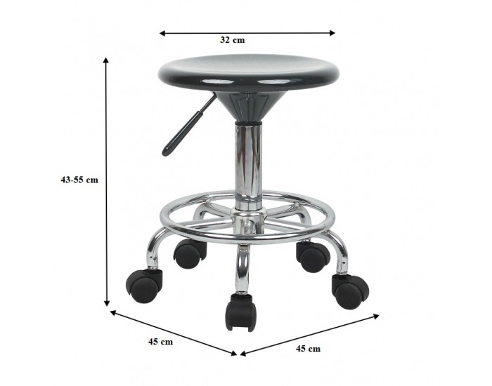 Stolička na kolieskach Mabel 2 New - čierna / chróm