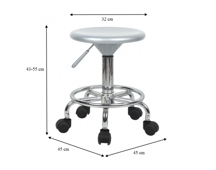 Stolička na kolieskach Mabel 2 New - strieborná / chróm