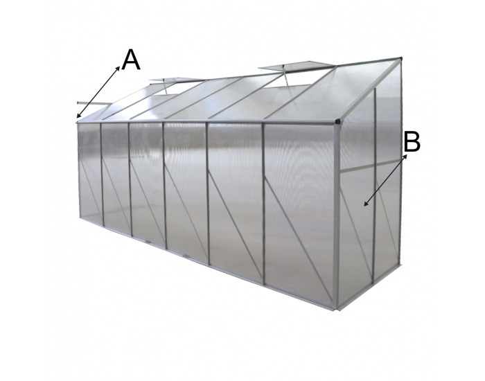 Záhradný skleník k stene Mabon Typ 4 374x122x199 cm - priehľadná