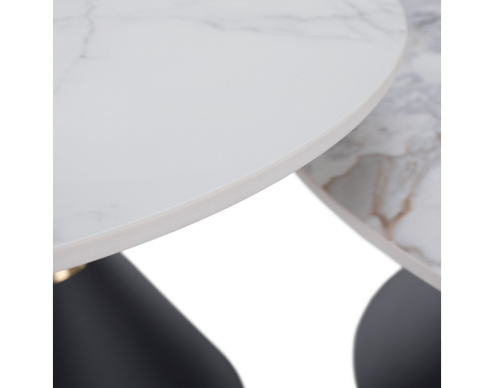 Konferenčný stolík (2 ks) Mabuz - biely mramor / čierna
