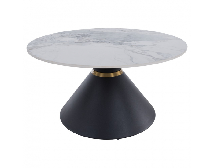 Konferenčný stolík (2 ks) Mabuz - biely mramor / čierna