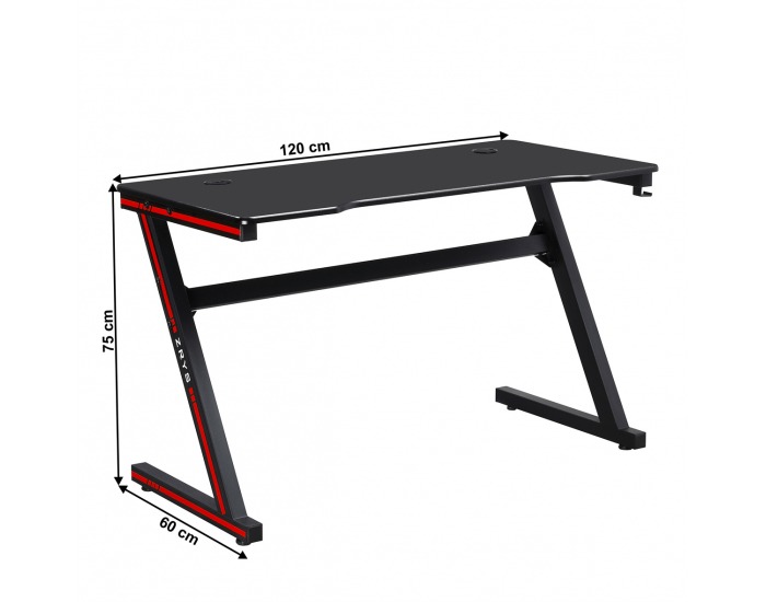 Herný stôl Mackenzie 120 - čierna / červená