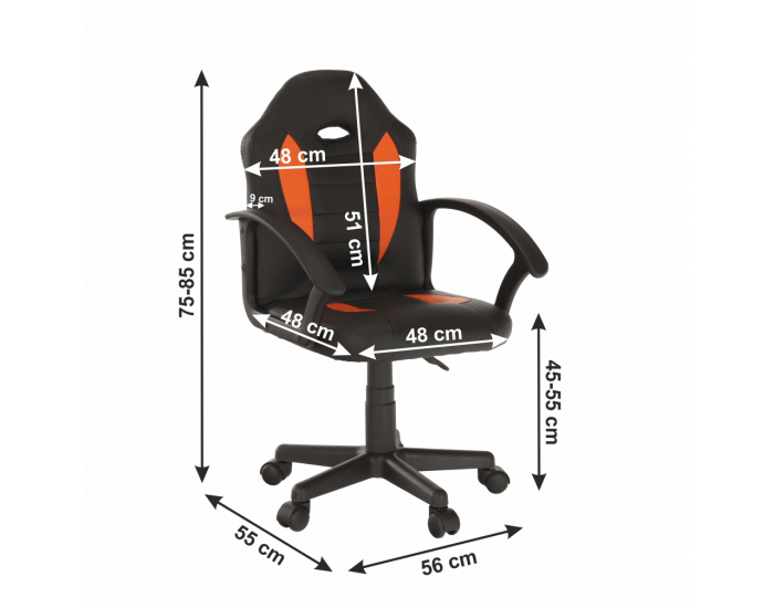 Kancelárske kreslo Madan New - čierna ekokoža / oranžová