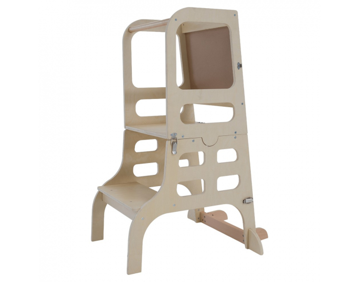 Montessori učiaca veža s tabuľou 3v1 Magan - prírodná