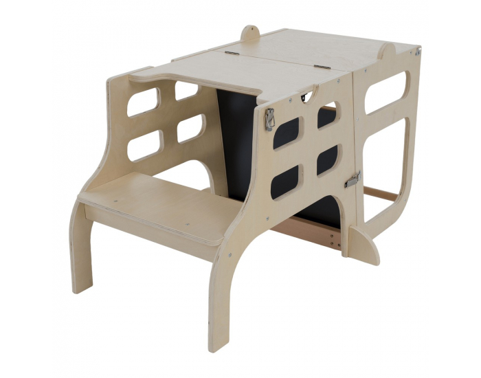 Montessori učiaca veža s tabuľou 3v1 Magan - prírodná