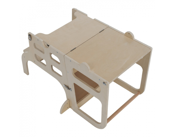 Montessori učiaca veža s tabuľou 3v1 Magan - prírodná