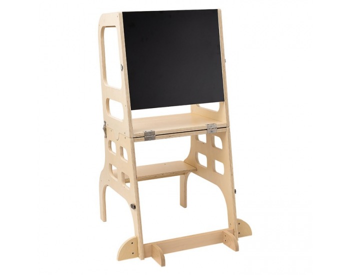 Montessori učiaca veža s tabuľou 3v1 Magan - prírodná