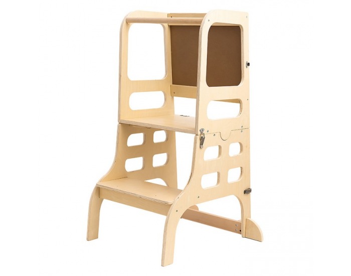 Montessori učiaca veža s tabuľou 3v1 Magan - prírodná